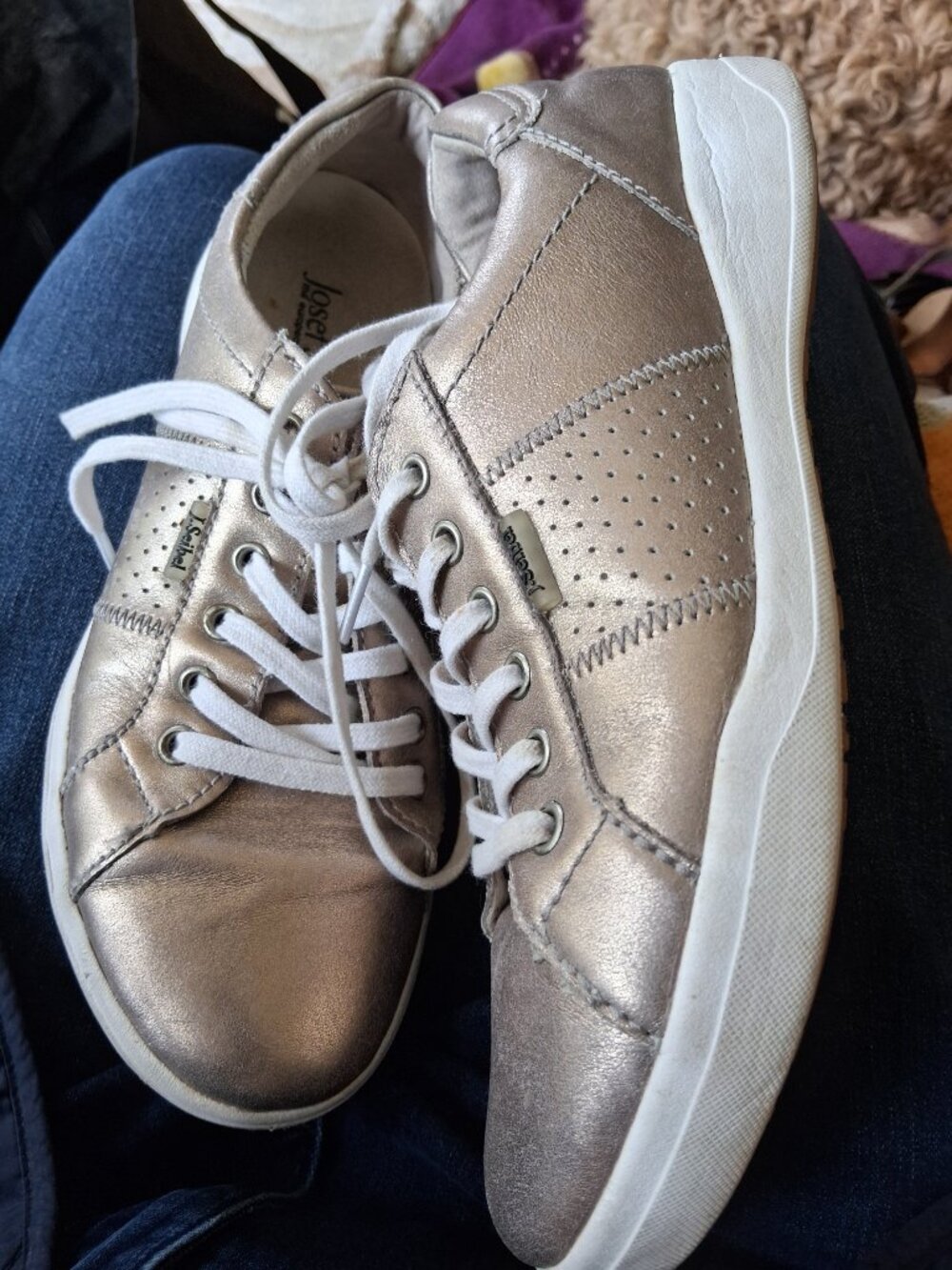 Josef Seibel sneakers rose gold leather upper 38 7 - Picture 3 of 5